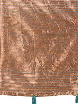 blue color solid zari woven linen cotton saree 4