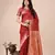 red color solid zari woven linen cotton saree