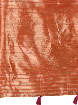 red color solid zari woven linen cotton saree 4