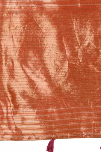 red color solid zari woven linen cotton saree