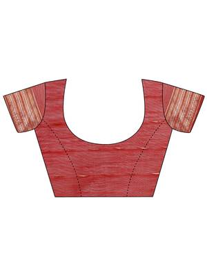 red color solid zari woven linen cotton saree 5