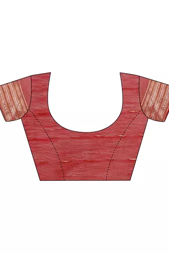 red color solid zari woven linen cotton saree