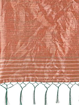 green color solid zari woven linen cotton saree 4
