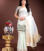 1m-ready to wear light green color cotton solid saree