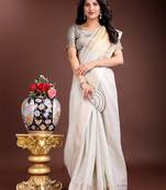 1m-ready to wear grey color cotton solid saree