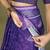 1m-ready to wear violet color cotton solid printed pocket saree