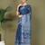 1m-ready to wear blue color cotton printed with pocket saree