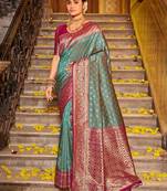 sea green woven banarasi art silk saree