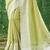 lime green solid with woven border linen saree