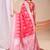 pink color embroidered & woven linen cotton saree