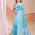 sky blue color embroidered & woven linen cotton saree