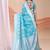 sky blue color embroidered & woven linen cotton saree