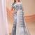 grey color embroidered & woven linen cotton saree