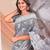 grey color embroidered & woven linen cotton saree