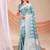 sea green color embroidered & woven linen cotton saree