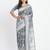 grey color embroidered linen cotton saree