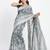 grey color embroidered linen cotton saree