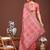 peach color embroidered linen cotton saree