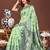 light green color embroidered linen cotton saree