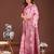 pink color embroidered linen cotton saree