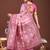 pink color embroidered linen cotton saree