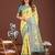 yellow color embroidered linen cotton saree