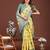 yellow color embroidered linen cotton saree