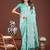 sea green color embroidered linen cotton saree