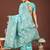 sea green color embroidered linen cotton saree