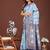 sky blue color embroidered linen cotton saree