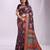 navy blue color woven work linen cotton saree