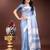 sky blue color lining orgenza zari border saree