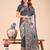 navy blue color color woven linen cotton saree