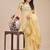 yellow color solid plain orgneza saree