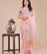 light pink color solid plain orgneza saree