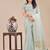 sea green color solid plain orgneza saree