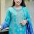 blue embroidered silk kurta pant with dupatta