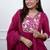 pink embroidered cotton kurta pant with dupatta