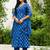 blue printed cotton kurta pant with dupatta