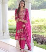 Pink Embroidered salwar suit with dupatta