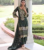 Green Embroidered salwar suit with dupatta