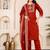red printed cotton kurta pant with dupatta