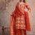 orange embroidered cotton kurta pant with dupatta