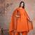 orange embroidered cotton kurta pant with dupatta