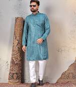 Sky blue rayon sequin embroidered kurta – festive and ethnic wear