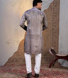 Grey rayon sequin embroidered kurta     festive and ethnic wear