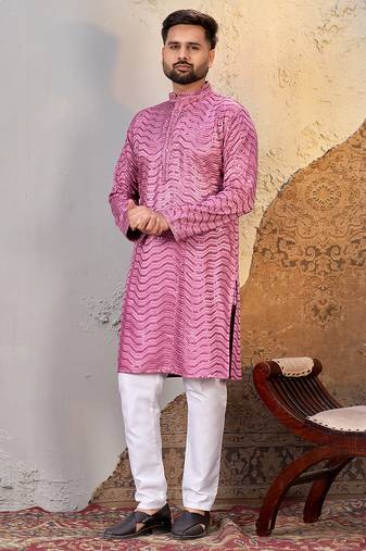 Pink rayon sequin embroidered kurta     festive and ethnic wear