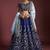 Navy Blue Embroidered Silk Semi Stitched Wedding Bridal Heavy Lehenga Choli For Women