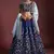 navy blue embroidered silk wedding bridal heavy lehenga set choli with dupatta for women