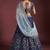 Navy Blue Embroidered Silk Semi Stitched Wedding Bridal Heavy Lehenga Choli For Women
